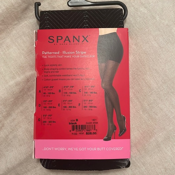 SPANX, Tight-End Tights, Patterned-Illusion Stripe, Black, size B, NEW! - Picture 2 of 7